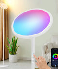 Smart RGB Floor Lamp with Alexa and Google Home WiFi, modern torchiere lamp in living room, color changing, controlled by app