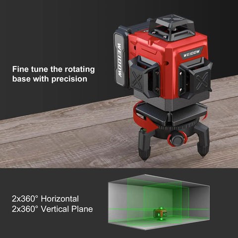 360 Degree Green Laser Level With Self Leveling Auto Gravity, Four 360 Degree Cross Line Surfaces, indoor rotating base