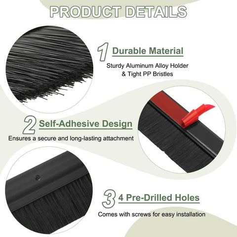 Heavy Duty Door Sweep Brush Shuts Out Sneaky Drafts And Dust Invaders Quick With Peel And Stick Adhesive Backing.