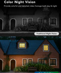 Comparison of traditional and color night vision using 2K Wired Security Camera For Indoor And Outdoor Use With IP65 Weatherproof.