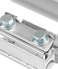 Close-up of Two Pack Four Inch Exhaust Clamps For Stainless Steel Exhaust Piping Band Pipe Clamp Butt Joint Connection with zinc bolts