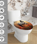Elongated Toilet Seat Resin for Bathroom with decorative design, fits 40-47cm toilets, easy to clean and install.