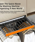 Space Saving Aluminum Alloy Invisible Drying Rack With Pull-Out Trouser Organizer For Built-In Wardrobe Ultra Compact in orange