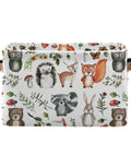Large Foldable Storage Bin Basket With Easy Grab Reinforced Cotton Rope Handle Collapsible Fabric Laundry Hamper Rectangle Bin For Clothes And Toys Cute Woodland Animals Pattern Ideal For Bedroom Closet Laundry Room And Dorm.