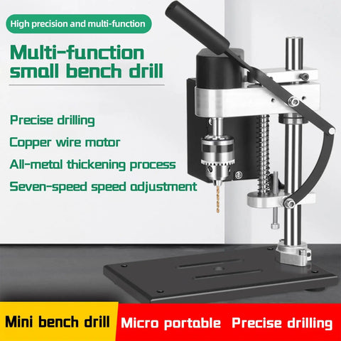 Slick Mini Bench Drill Press Featuring 4000 Rpm Precision Benchtop Drilling Machine With B10 Chuck for precise drilling setup.