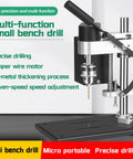 Compact Benchtop Drill Press For Wood And Metal With Seven Speeds And 0.6 To 6mm B10 Chuck Mini Tabletop Drilling Machine.