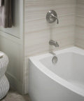 Bathroom with Forte Sculpted Rite-Temp Bath And Shower Valve Trim With Slip-Fit Spout And 2.5 GPM Showerhead In Polished Chrome.