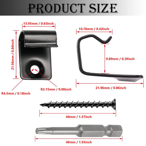 Starter Deck Clips 50 Pack Universal Hidden Fasteners For Composite Decking, shown with size dimensions