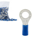 Insulated Ring Terminal Set 100 Pcs 16-14 AWG Blue 1/4 Inch Stud Crimp Connectors For Automotive Wiring And More Heavy Duty Wire Terminals That Fit UL1007 UL1015