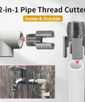 Dope 4 In 1 Water Pipe Wrench And Pipe Threader Kit For PVC Pipes Internal And External Threading Tool illustrated components.