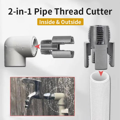 Dope 4 In 1 Water Pipe Wrench And Pipe Threader Kit For PVC Pipes Internal And External Threading Tool illustrated components.