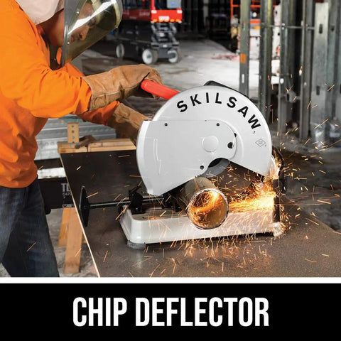 Lightweight 14-Inch Abrasive Cut Off Chop Saw With D Handle And Guard, Chip Deflector, Stamped Steel Guards, Big 11X18.5 Inch Base