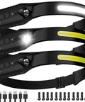 Rechargeable LED Headlamp 3 Pack With USB C, Ultra Bright 400 Lumen Lighting, showing three headlamps with accessories