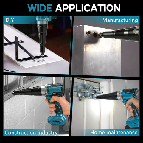 Daspom Brushless Cordless Rivet Gun Compatible With Makita 18V Battery For Aluminum And Steel Pop Rivets in various applications