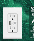 Beast Speed 65W GaN Fast Wall Charger Featuring Dual USB C And Type A Ports, Tamper Resistant UL Certified Outlet white power outlet