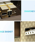 Rock Solid Electronic Home Safe With Alarm For Wall Or Cabinet Anti Theft Steel Construction Medium 25 Cm Gold Finish Electronic Lock With Tamper Alarm After Three Wrong Codes Ideal For Valuables And Documents, showing secure storage and diamond lock feature.
