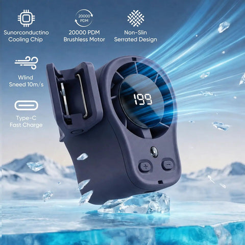 Clip On Car Fan With LED Display 360 Degree Rotation 199 Speeds High Velocity USB Rechargeable Personal Cooling Fan