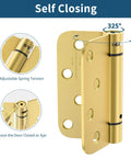 Real Deal Brushed Gold Self Closing Door Hinges Built Tough Spring Loaded Quiet Swing 4 Inch Hardware Adjustable spring tension for doors.
