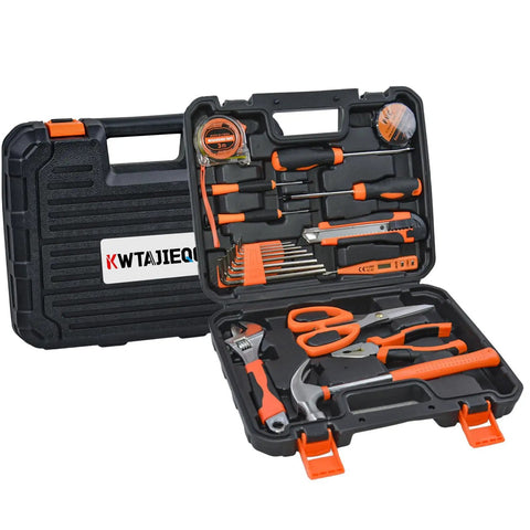 20 Piece Orange Home Tool Set With Ergonomic TPR Handles, Durable Chrome Plated Tools For DIY Home Repairs And Outdoor Projects