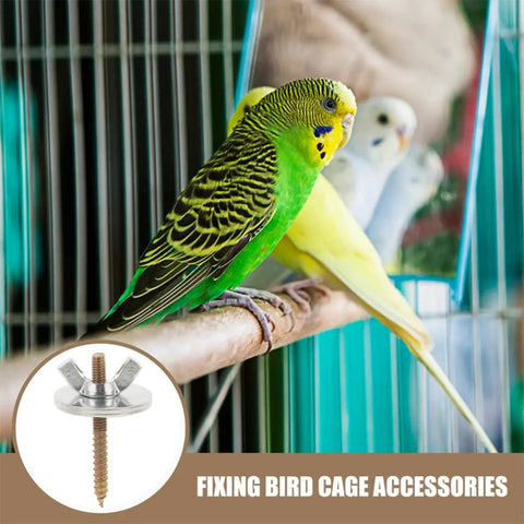 12 Sets Bird Cage Screws Fixing Kit For Stands And Cages Durable Silver Iron Hardware With Screws Cage Nuts Rails Perches And Springboards For Quick Assembly And Secure Mounts, bird perch fix