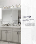 Bathroom scene with 4 Light Bathroom Vanity Light with K9 Crystal Lampshades and Silver Chrome Finish above a double sink