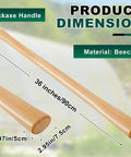 Two Pack 35 Inch Beech Wood Pickaxe Handles Replacement For Heavy Duty Tool Work In Garden Landscaping Yard And Outdoors Fits Mattock Heads And Heavy Duty Axes, showcasing dimensions and wood material