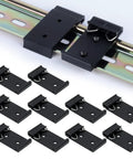 Din Rail Mount Clip 1.02 Inch Wide Universal Snap In Bracket 10 Pack Black Aluminum Alloy Relay Clip For 35mm DIN Rails Durable Heavy Duty Mounting Clip For Switches And Injectors