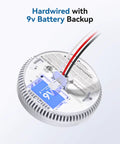Photoelectric Smoke Alarm With 9V Backup Battery, Hardwired Interconnected Home Fire Detector, Easy Test And Silence Button, Reduces False Alarms, Trusted Safety Upgrade For Living Room, Kitchen, Bedroom And Hallways, hardwired back view
