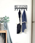 Floral Wall Mounted Coat Rack With Six Hooks In Matte Black Metal Totally Perfect For Coats Hats Bags Keys Towels And More In Hallway