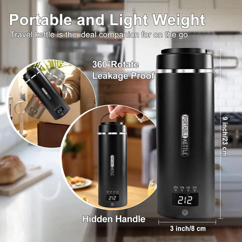 Portable Travel Electric Kettle With Four Temperature Settings 304 Stainless Steel Auto Shut Off 450ml Compact For A Quick Brew