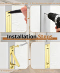 Steps to install Five Pack Pocket Door Handles 304 Stainless Steel Edge Pulls Bronze Finish with screws and tools shown.