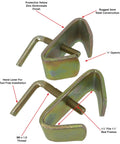 One And A Half Inch Bed Rail Clamp Set Beefed Up Steel For Metal Bed Frames, yellow zinc finish, tool-free installation