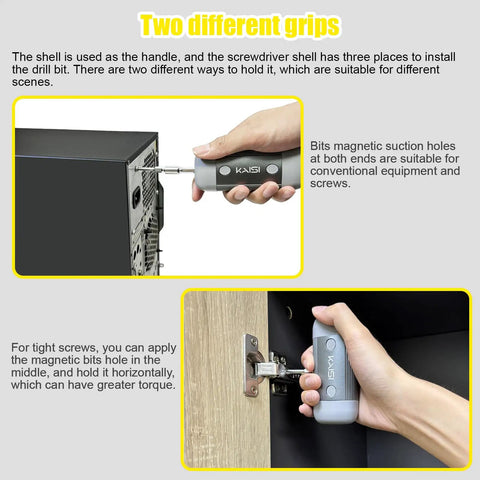 Using 126 In 1 Precision Screwdriver Set With 111 Magnetic Bits on electronics and furniture with different grip styles.