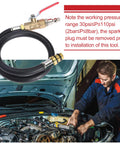 Mechanic using Engine Air Valve Holder Pressure Pipe With Ball Valve M12 M14 To Quarter Inch NPT on car engine for repairs.