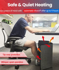 Under Desk Personal Space Heater For Home And Office, Quiet And Safe Electric Warmer With Thermostat next to desk