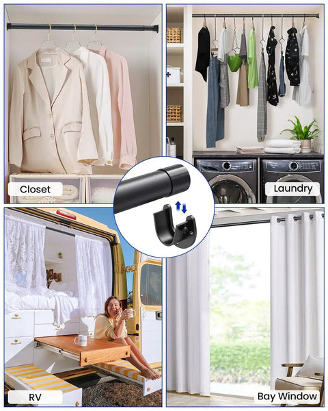 Heavy Duty Stepless Adjustable Closet Rod Designed For Seamless Closet Refresh Custom Steel Support Bar Holds Sixty Six Pounds Legit Rock Solid Slick Tool Free Installation