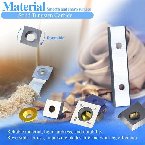 Slick Replacement Carbide Knife Inserts For Spiral Helical Planer Heads 14X14X2Mm 30 Degree Bevel R150 six inserts with smooth tungsten carbide surface.