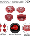Chevrolet Corvette C8 Engine Cap Trim Set 4Pcs Aluminum Alloy Oil Cap Radiator Cap Washer Cap Brake Fluid Cap Cover In Red