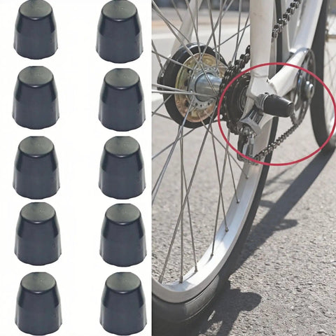 8 Pack Bicycle Axle Dust Cover Replacement Set, Durable Black Plastic Axle Caps shown with bike wheel hub installation