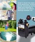 Beast Of A Portable Cast Iron 1/2 HP Water Transfer Pump With Built-In On Off Switch displayed outdoors with usage examples.