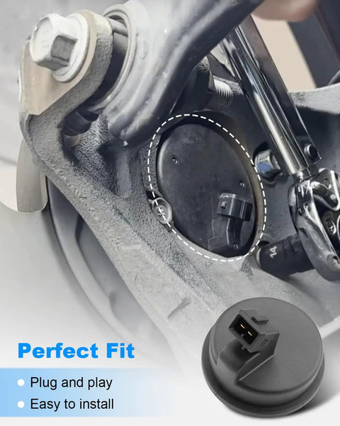 Heavy Duty Rear Hub Bearing Coupled With Abs Speed Sensor Direct Bolt On Installation For Kia Soul And Soul Ev Years 2014 To 2019 showing plug-in black ABS sensor.