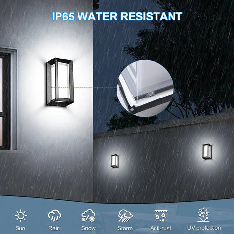 Outdoor Wall Light Set 1800 Lm 6000K Modern Black Exterior Porch Lights Built Tough Waterproof And Weather Resistant Fixture