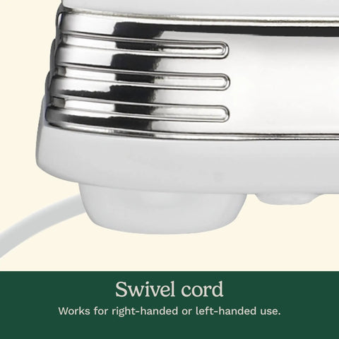 Close-up of 60-inch swivel cord on Powerful 220W 5-Speed Hand Mixer with Extra-Long Dishwasher-Safe Beaters