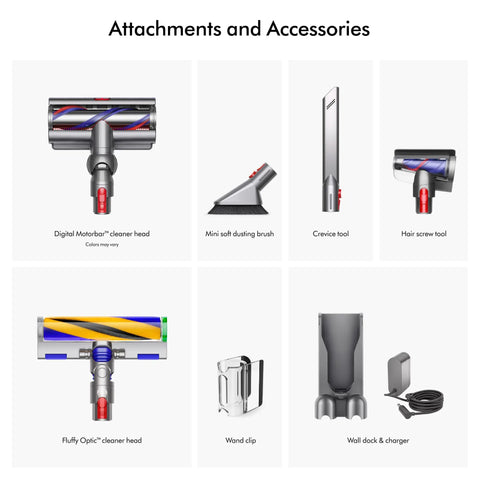 Attachments for V15 Detect Plus Cordless Vacuum With Illumination Revealing Dust, 240AW Suction, Three Power Modes, Up To 60 Min