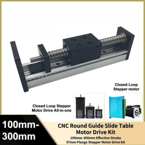 Get Your Hands On This Slick XYZ Shaft Linear Guide Slide Table Featuring SFU1605 Or 1610 Leadscrew Motion For Smooth Slideways Plus A Killer 12N Meter Motor Kit With Ball Screw Setup Perfect For DIY Hacking And Pro Projects, showing CNC round guide slide table with motor drive kit.
