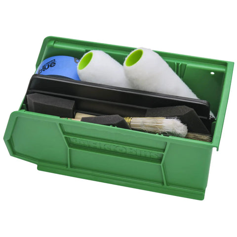 Plastic Length Dividers For AkroBins Six Pack Black Create Custom Compartments In Stackable Storage Bins with tools inside