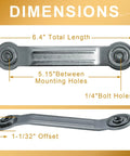 4 Pack Glider Bearing Arm Bracket Hardware For Rocker Replacement Parts 6.4 Inch Length 5.15 Inch Between Mounting Holes Bolt Hole Diameter One Quarter Inch Silver Galvanized Finish Durable Easy Install, dimensions view