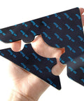 Hand holding Non Slip Rug Grippers Corner Tapes Set That Will Not Damage Floors, Reusable Rug Tape For Hardwood Or Tile, Strong Hold Carpet