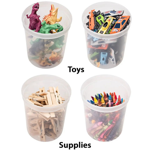 32 Oz Deli Style Food Storage Containers With Lids Pack Of 24 For Grab And Go Takeout And Meal Prep Leak Proof Freezer Safe Microwaveable Soup Containers Clear BPA Free Heavy Duty Plastic Stackable And Reusable used for organizing toys and supplies.