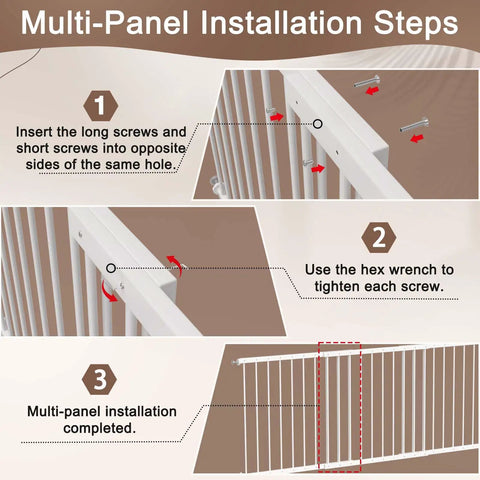 Multi-panel installation steps for Adjustable Child Safety Window Guard Bars Keep The Kiddos Secure Interior Fall Prevention Rig White Frame.